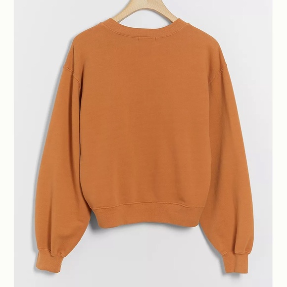 AGOLDE V Neck Balloon Sleeve Sweatshirt in Umber - Picture 4 of 16